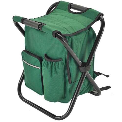 Scaun pliabil Verk Group 3 în 1 cu rucsac izolat, verde, 35.5x28x42 cm