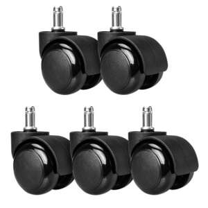 Set of 5 Kwmobile black office chair casters, 11 mm stem, 50 mm diameter - Office chair caster