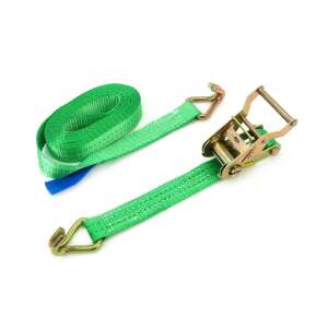 Zelený 2000kg 6m popruh na zaistenie nákladu s ratchetovou prackou a háčikmi - AMiO