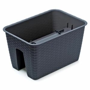 Anthracite rectangular Ratolla Railing flower pot for railings, rattan effect - Landscaping