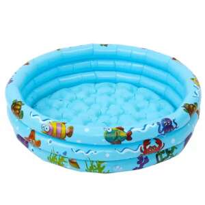 Kruzzel inflatable paddling pool for kids, blue with fish and sea life design - Pool and Beach Toy
