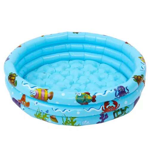 Kruzzel inflatable paddling pool for kids, blue with fish and sea life design