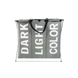 3-compartment Laundry Basket, Collapsible Frame, Cotton, PE, White and Grey, 130 L, 64.5x36.5x58 cm, Isotrade