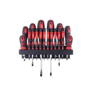 18 piece screwdriver set with magnetic tips and holder, CR-V steel - Screwdriver