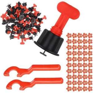 Tile Leveling System Kit, 100 Reusable T-Spacers, Spacers, Keys