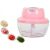 Pink Mini Electric Food Chopper with Chopped Ingredients