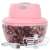 Electric food chopper, pink, with chopped red onion, USB cable, and whisk attachment