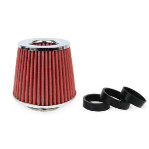 Filtru de aer AMIO Sport roșu cu inel cromat și 3 adaptoare - AMiO