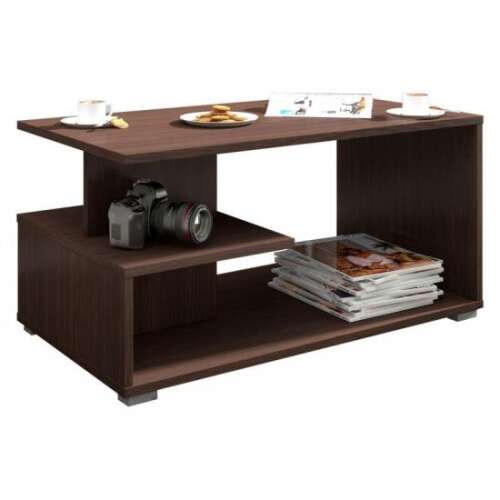 Artool dohányzóasztal, wenge laminált, 90x51x45 cm, modern design tároló polcokkal