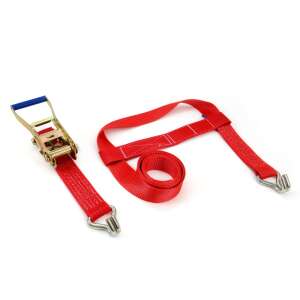 Piros rögzítő heveder kampókkal, 5000kg teherbírás, 3m hosszúság - AMiO