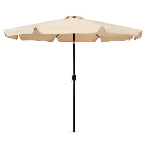 Beige 3m tilting patio umbrella with black frame