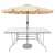Beige 3m tilting patio umbrella with black frame over a glass table
