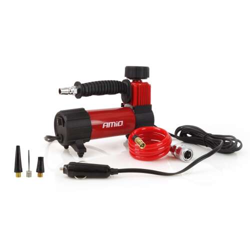 Amio 12V autó gumiabroncs kompresszor nyomásmérővel, 3 adapterrel és 3m tápkábellel - Kompresszor