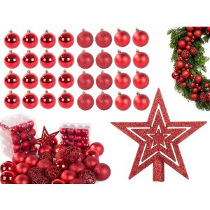 CHOYNIGHT 100-teiliges rotes Weihnachtsbaumschmuck-Set mit Stern - Christbaumschmuck