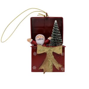 House of Seasons ornament de brad - Moș Crăciun în cutie cadou roșie - Nonbrand Decorațiuni pentru pomul de Crăciun