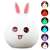 White silicone bunny night light with pink ears, color changing LED, 5 colors shown