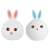 White silicone bunny night light with pink and blue ears, 2 different bunny night lights