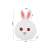 White silicone bunny night light with pink ears, dimensions shown