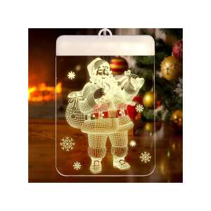 Decoratiune de Crăciun 3D pentru fereastră cu lumini LED, funcționează cu baterii, lumină albă caldă - Decorațiuni de Crăciun