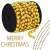 Ghirlandă cu mărgele aurii pe o bobină, lungime 5 m, perfectă pentru decorarea de Crăciun, cu inscripția "Merry Christmas"