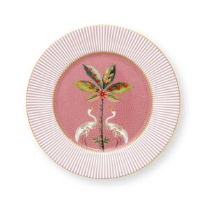 PIP Studio La Majorelle ružový porcelánový tanier, 17 cm, pohľad zhora s kvetinovým a vtáčím vzorom - Taniere