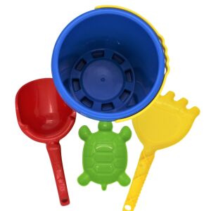 Játékszett Комплект кофичка за пясък от 4 части с лопатка, гребло и форма на костенурка - Sandbox игра
