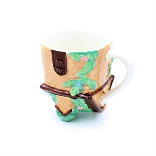 Gombahaz Green Mushroom House Upside-Down Mug