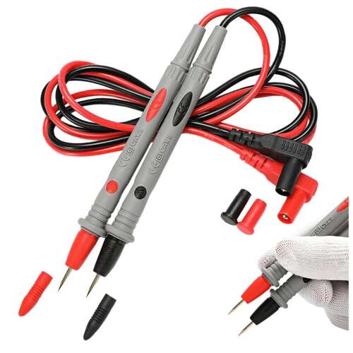 Multimeter test leads with needle-shaped probes and banana plugs