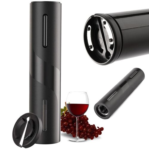 Electric Wine Opener with Foil Cutter, Wine Glass, and Grapes