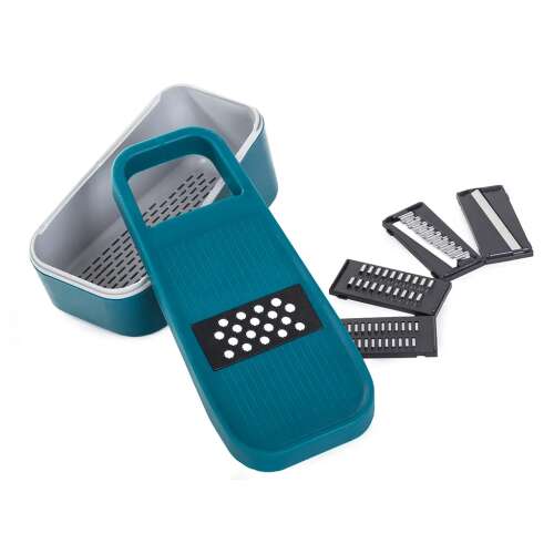Zöldség szeletelő, reszelő és aprító készlet 5 pengével, kék színben