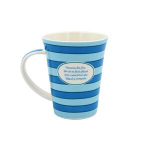 Blue striped mug with Romanian text - Mug