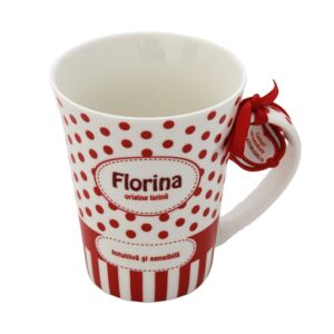 Florina personalized porcelain mug with red polka dots - Mug