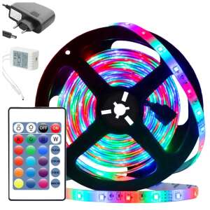 LED SMD 3528 RGB súprava pásikov s diaľkovým ovládaním a napájaním - LED pásy