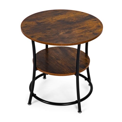 ModernHome hnedý okrúhly konferenčný stolík s poličkou