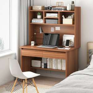 Brown computer desk with shelves, OT-610-Brown, Polcos íróasztal barna OT-610-Brown - Furniture