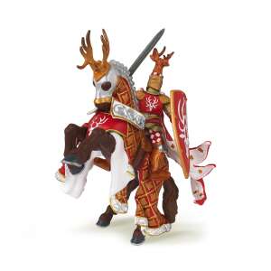 Papo Knight on Horseback Figure, Medieval Knight with Red and Gold Armor, Deer Crest, Toy Figure - Papo