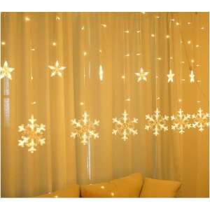 Ghirlandă luminoasă tip draperie cu stele și fulgi de nea, alb cald, 8 moduri de iluminare, interior-exterior, IP44, 138 LED, 2,5 m - Nonbrand Ghirlande luminoase