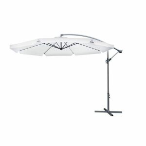 Umbrelă de soare tip banană Malatec, albă, 300 cm, pentru grădină sau terasă - Malatec