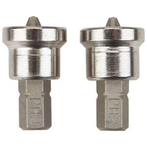 2 pack PH2 1/4 inch screwdriver bits, 25 mm length, S2 steel, for drywall - Bit head