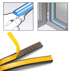 MCT Home brown window and door sealing tape, P profile, 2x3 m, showing installation examples - Sealing tape