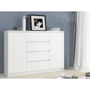 Comoda, placa laminata, 4 sertare, 4 rafturi, alb, 138x40x99 cm 124682245