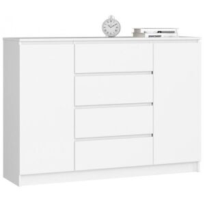 Modern White Komód with 4 Drawers and 4 Shelves - Living Room Furniture