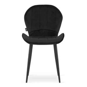 Black velvet chair with metal legs, front view - Kitchen Furniture