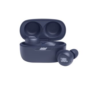 JBL Live Free NC+ blue earbuds with open charging case - Headphone and Bluetooth Speaker
