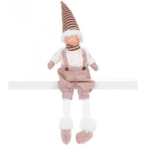 Karácsonyi Textilbaba Fiú Christmas Decoration with Brown and White Striped Hat - Nonbrand Christmas Decoration