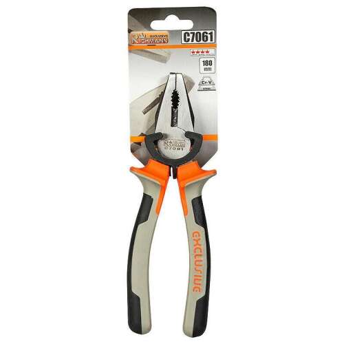 Richmann Exclusive combination pliers with orange and grey handles, 180mm long