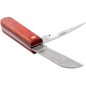 Richmann Exclusive folding pocket knife with two blades, one for cutting and one for opening, with a wooden handle - Pocket Knives and Folding Knife