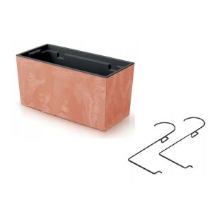 Urbi Case Beton Effect W brown balcony box with metal holder, 58x18x19.5 cm - Flower Pot