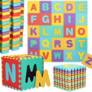 Habszőnyeg, puzzle típusú, Ábécés minta, 172x172x1cm, Többszínű, MCT-KD227338 61963433 "Minnie"  Szivacs puzzle