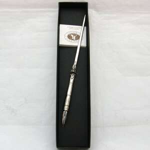 Ezüst mártogatós toll cserélhető tollheggyel sötét díszdobozban - Toll
